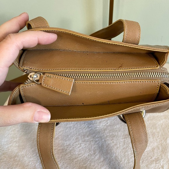 Vintage Luana Women's Brown Wide Open Top Zip Leather Tote Shoulder Bag - Picture 4 of 16